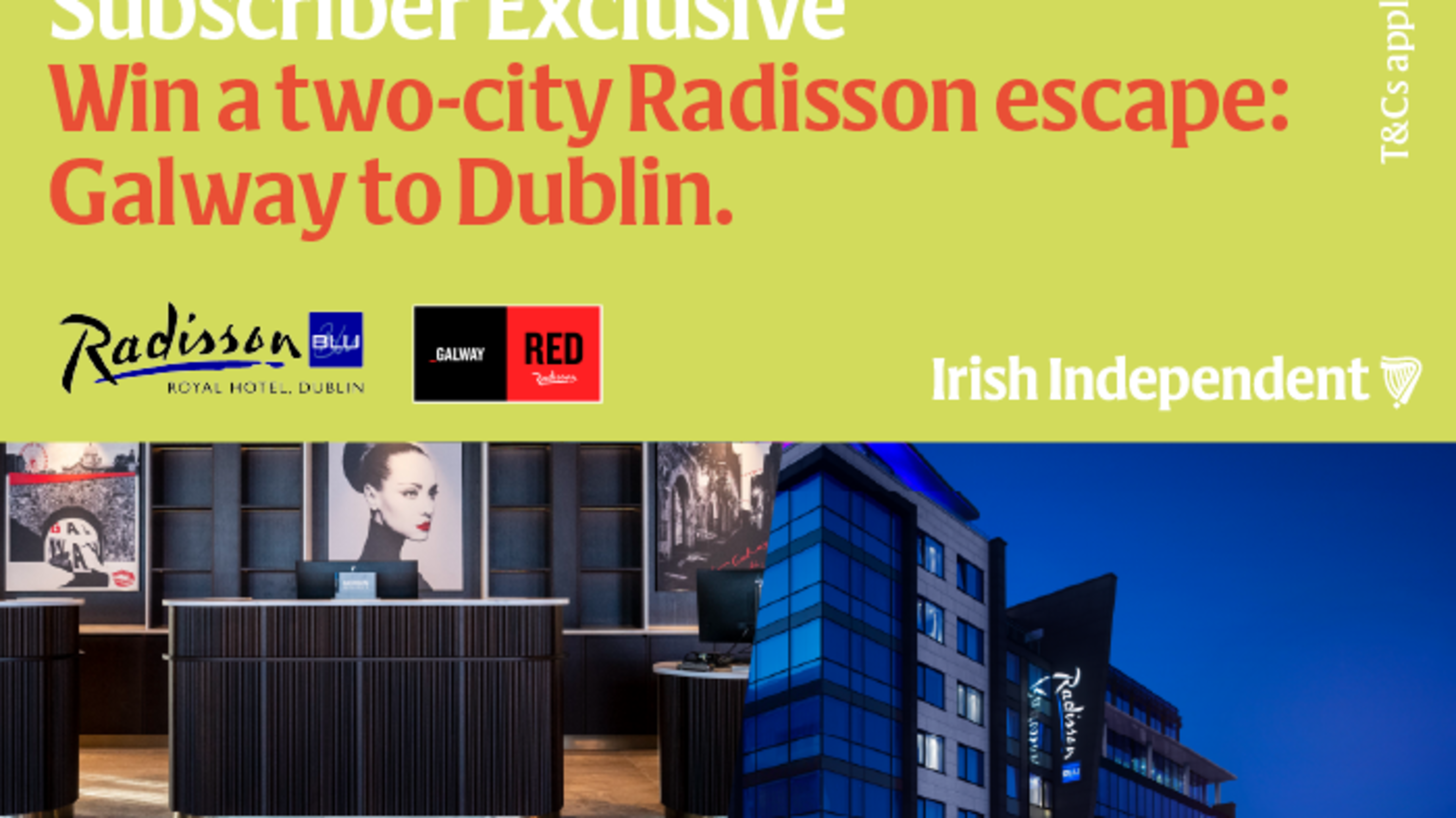 Win a two-city Radisson escape: Galway to Dublin